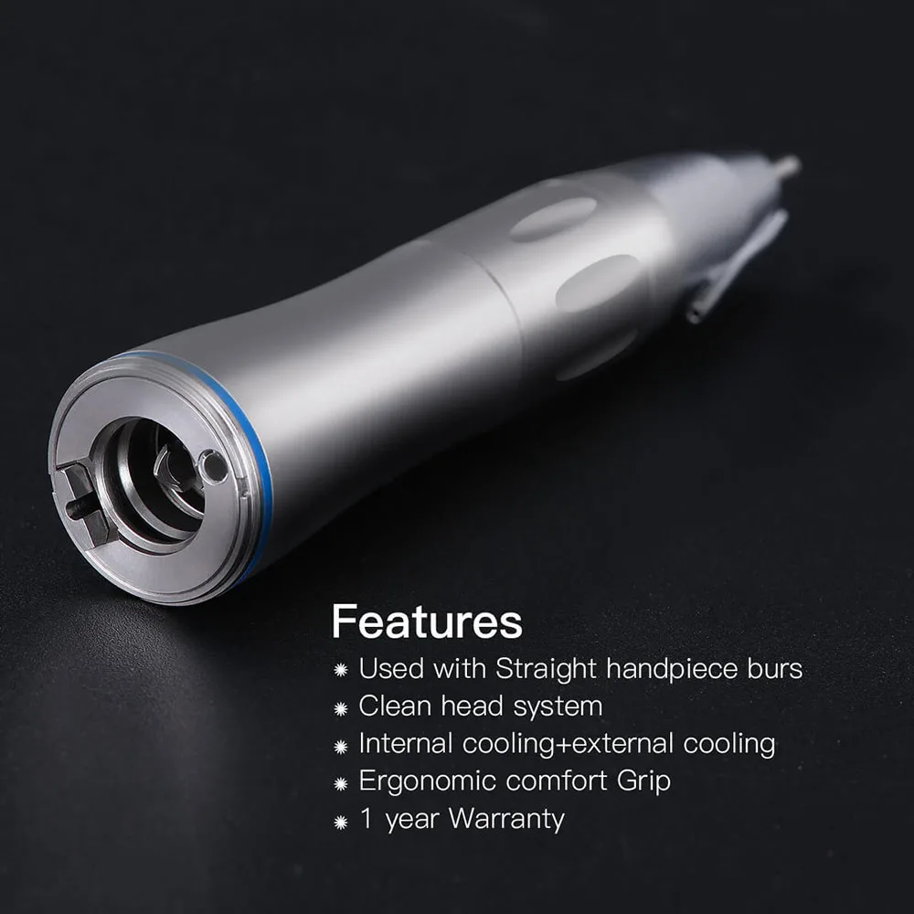 1: 1 Inner Waterway Optical Fiber Dental Straight Low Speed Handpiece with Welded Water Pipe Features