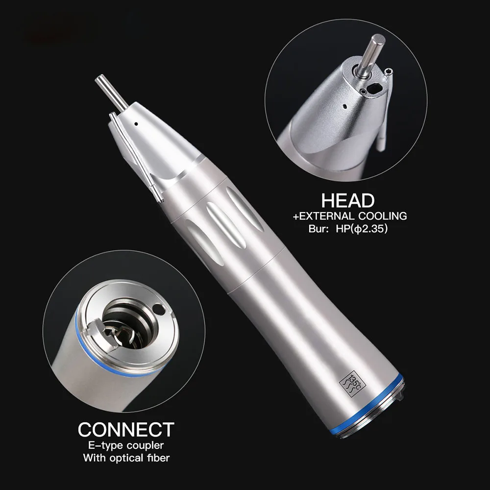 1: 1 Inner Waterway Optical Fiber Dental Straight Low Speed Handpiece with Welded Water Pipe HEAD 1