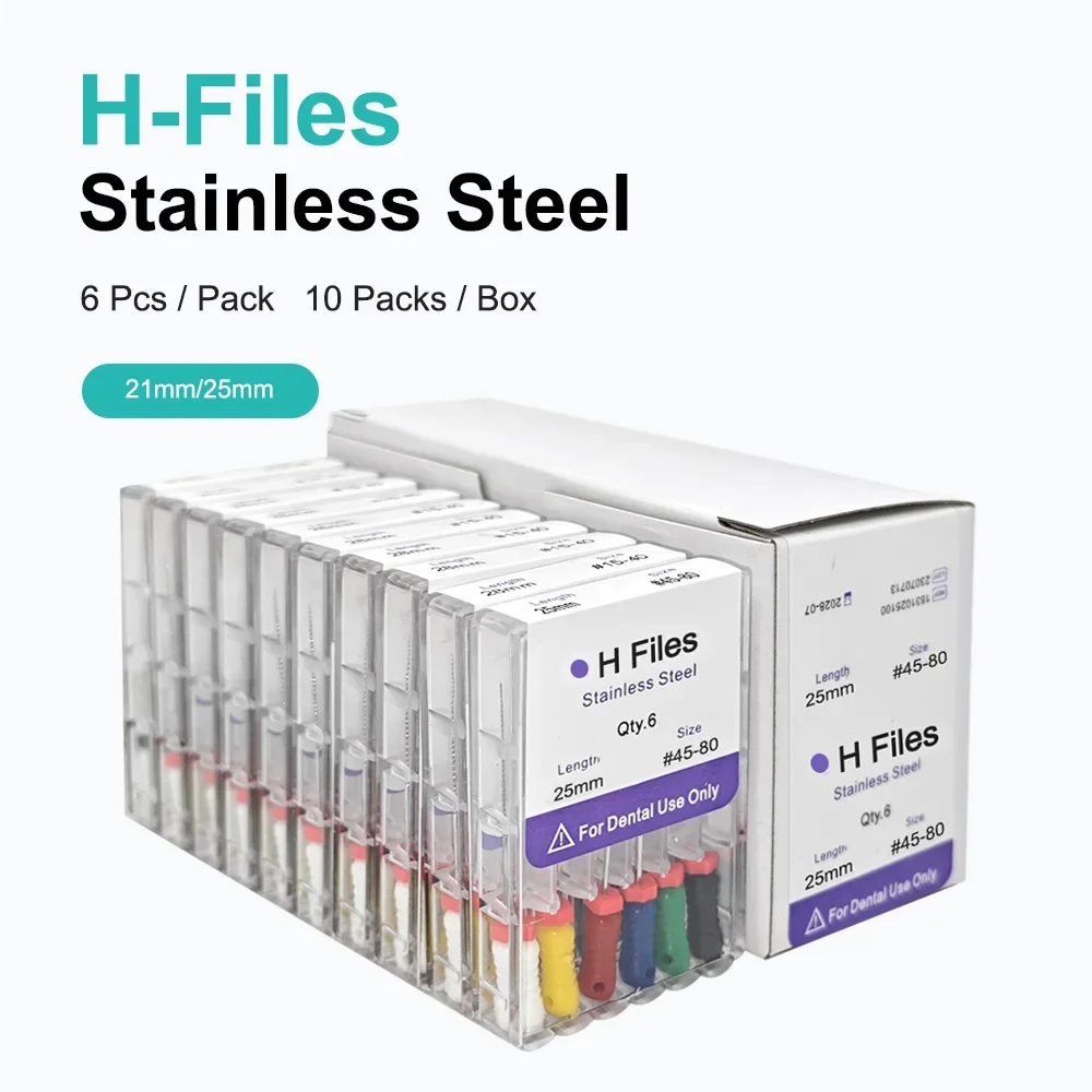 kf-S4b92cda75817432182ee3b4eb93f93ebx 10 Boxes/Pack Dental Hand Use H Files 21cm 25mm Stainless Steel Endodontic Root Canal File Dental Dentistry Treatment Tools